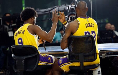 LeBron and Bronny James make NBA history as father-son duo on court