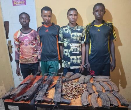 Police arrest four kidnappers in Abuja The arrested suspects by police