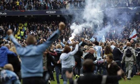 City fans demonstrate against the Premier League