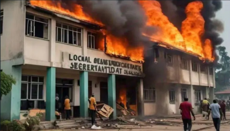 Thugs set two council secretariats ablaze, bomb another in Rivers