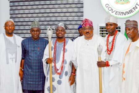 Gov AbdulRazaq presents staff of office to new Oloro of Oro