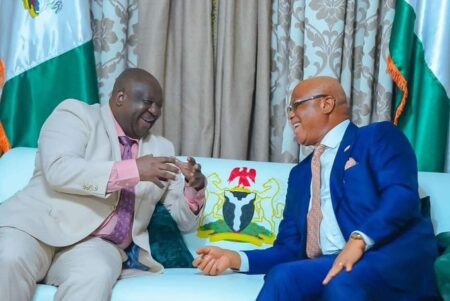 Gov Mutfwang visits Akwa Ibom, sympathises with Gov Eno over wife’s demise Mutfwang