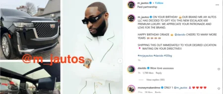 Car dealer gifts Davido N228m Escalade as birthday gift