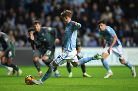 Victor Torp’s late penalty secures draw for Lampard in Coventry debut