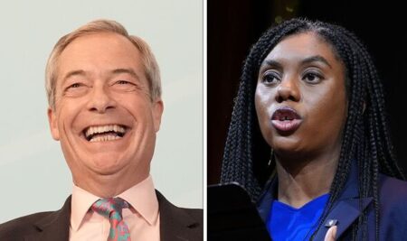 Farage threatens legal action over membership row with Badenoch Nigel Farage & Kemi Badenoch