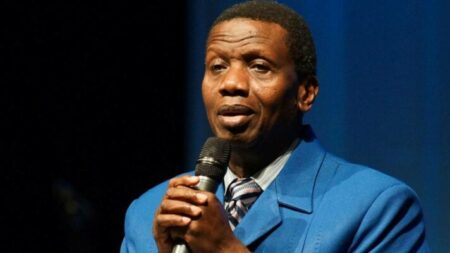 Pastor Enoch Adeboye ministering during a service at the RCCG Throne of Grace, Ebute-Metta, ahead of the global prayer for singles and families.