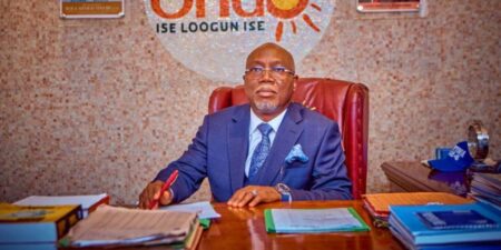 Ondo gov targets 203,000 new APC members ahead of 2027 elections Governor Lucky Aiyedatiwa addressing APC stakeholders in Akure during a meeting on grassroots mobilisation for 2027 elections.