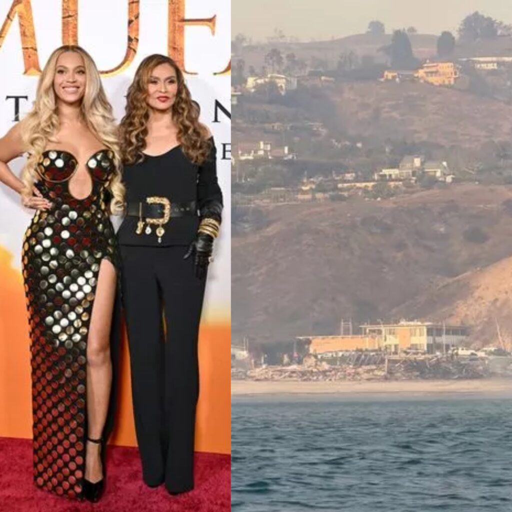 The aftermath of the L.A Wildfires on Tina Knowles' Malibu home 