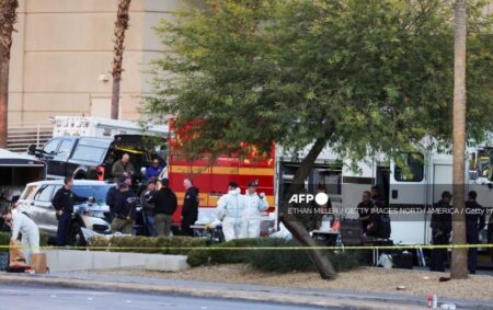 Tesla cybertruck explosion near Trump hotel kills one, injures seven in Las Vegas