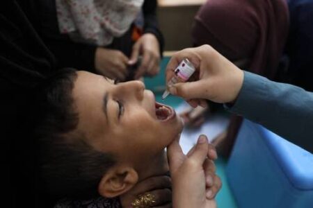 Gaza launches emergency polio vaccination to protect 591,000 children A Gaza child taking polio vaccine