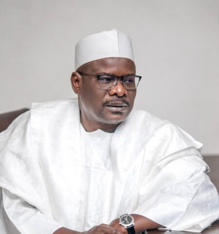 Senator Ali Ndume speaking during a TV interview about APC and President Tinubu.