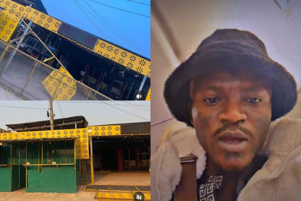 Nigerian singer Portable's vandalised bar. Source: Instagram: portablebaeby