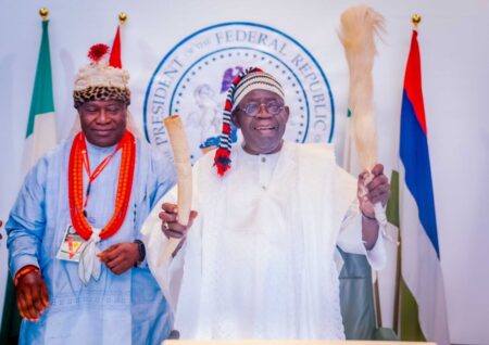 Tinubu honoured as Akwa Ibom’s Otuekong, calls for national unity