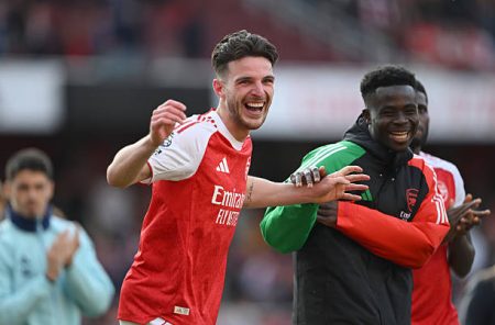Declan Rice's stunner seals Arsenal’s Champions League spot with 1-0 win over Newcastle in final home game of the season.