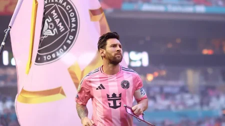 Messi extends Inter Miami stay until 2028 Lionel Messi in Inter Miami kit reacting after Club World Cup defeat to PSG.