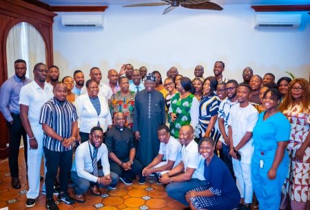 President Bola Tinubu with Nigerians in Saint Lucia