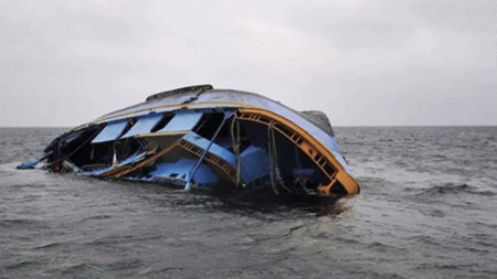 A capsized boat