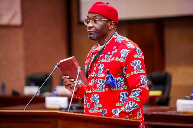 Benjamin Kalu addresses APC supporters in Umuahia, vows to win Abia in 2027.