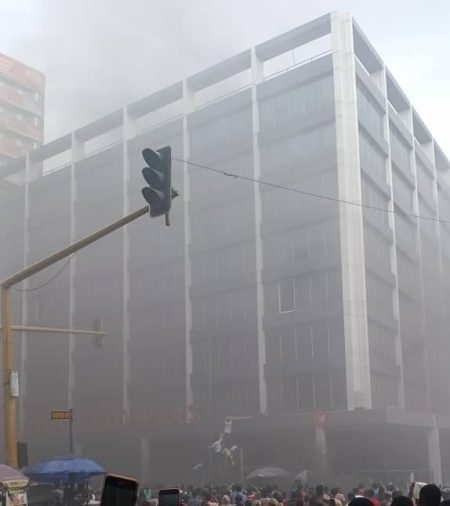 UPDATED: Fire guts popular Afriland Towers in Lagos market Fire guts Afriland Towers in Lagos market.
