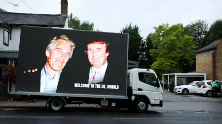 Four arrested after Trump, Epstein images projected on windsor castle Trump, Epstein