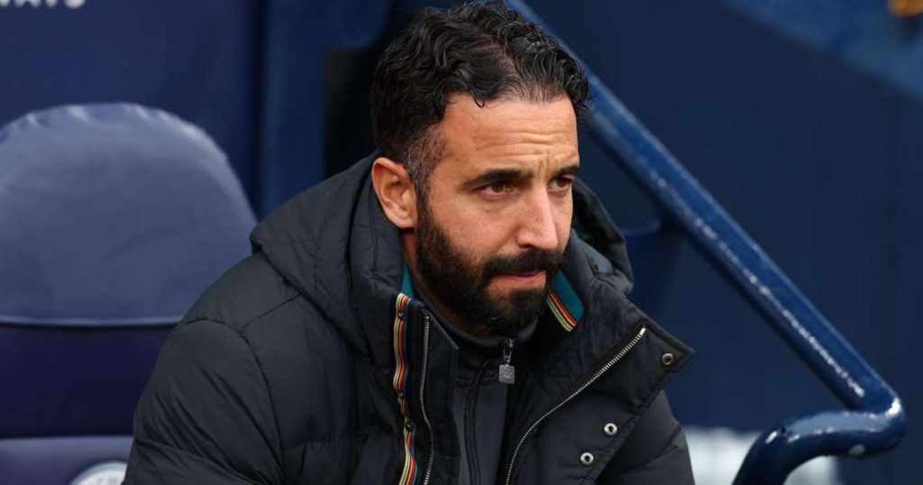 Manchester United manager Ruben Amorim speaks after 2-1 win against Chelsea at Old Trafford.