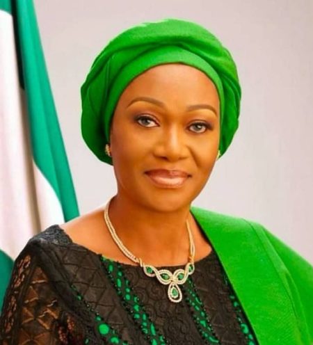 Nigeria’s First Lady Oluremi Tinubu speaking on ending digital violence against women and girls.