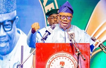 NASS leaders seek urgent reforms to strengthen democracy, security Senate President Godswill Akpabio speaking on Nigeria’s progress under President Tinubu’s Renewed Hope Agenda during the 65th Independence anniversary.
