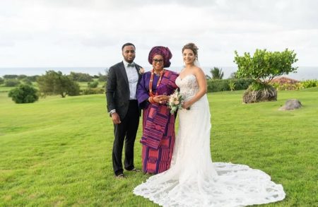 Bukky Wright, newly wedded son and wife