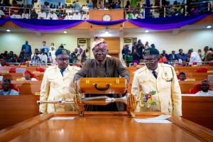 Babajide Sanwo-Olu presenting the budget to the House of Assembly