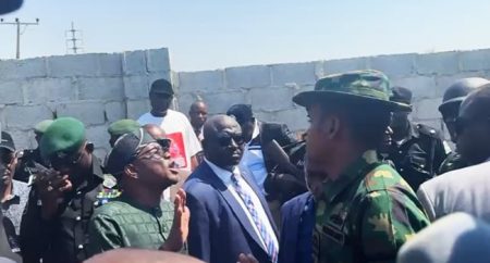 FCT Minister Nyesom Wike argues with a military officer during a tense confrontation over alleged land grabbing in Abuja’s Gaduwa District.