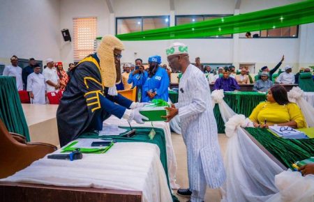 Governor Monday Okpebholo presenting the budget to the assembly