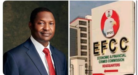 EFCC spokesperson Dele Oyewale addressing claims over Abubakar Malami’s bail status.