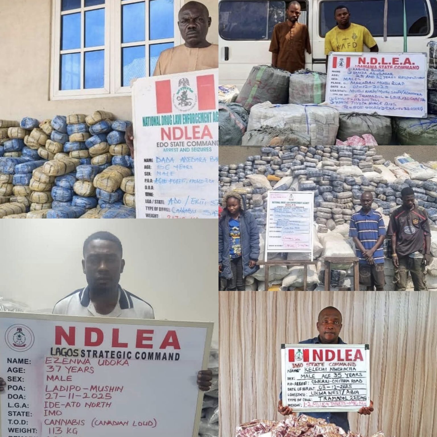 Drug cartels hit hard as NDLEA arrests multiple suspects in national crackdown In a sweeping series of intelligence-driven operations, the National Drug Law Enforcement Agency (NDLEA) has disrupted major drug trafficking networks across the country