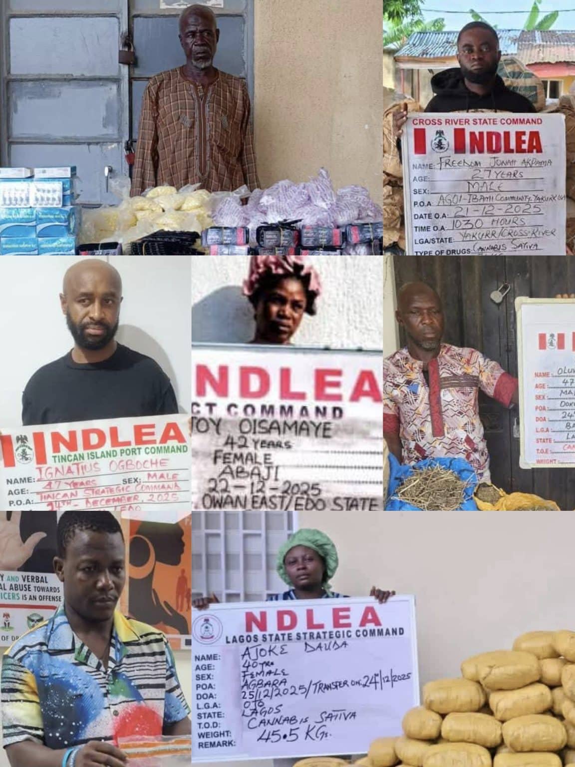 NDLEA nabs ex-convict, cargo agents over UK-bound cocaine at Lagos airport The National Drug Law Enforcement Agency (NDLEA) has arrested a previously convicted drug trafficker and three cargo handlers following the interception of a cocaine