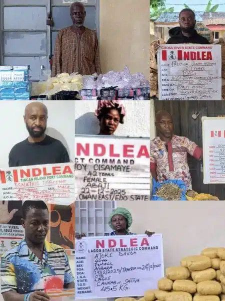 The National Drug Law Enforcement Agency (NDLEA) has arrested a previously convicted drug trafficker and three cargo handlers following the interception of a cocaine