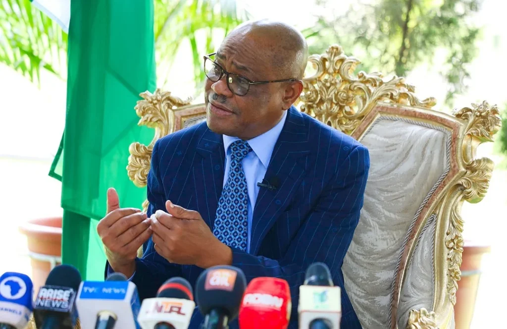 FCT Minister Nyesom Wike speaking during an end-of-year media chat in Abuja.