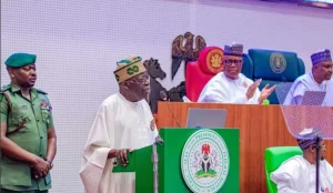 President Bola Tinubu presenting the 2026 Appropriation Bill to a joint session of the National Assembly in Abuja.