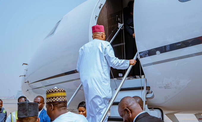 Kashim Shettima departing for Guinean inauguration, Davos 2026