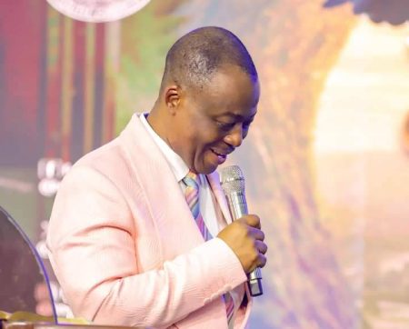 MFM General Overseer Dr Daniel Olukoya delivering a New Year prophetic message at Prayer City during the 2026 crossover service