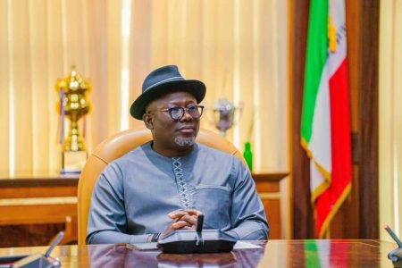 Delta Governor Sheriff Oborevwori commissioning a newly completed road project in Asaba.