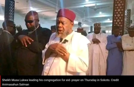 A Sokoto-based Islamic scholar, Sheikh Musa Lukuwa, on Thursday led his followers in Eid al-Fitr prayers despite a directive from the Sultan of