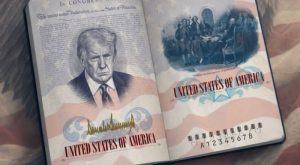 US passport with Trump image