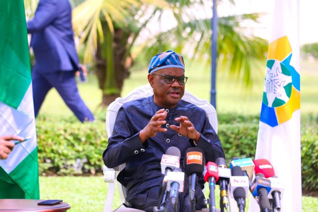 Nyesom Wike during a television interview that sparked backlash over comments directed at a journalist.