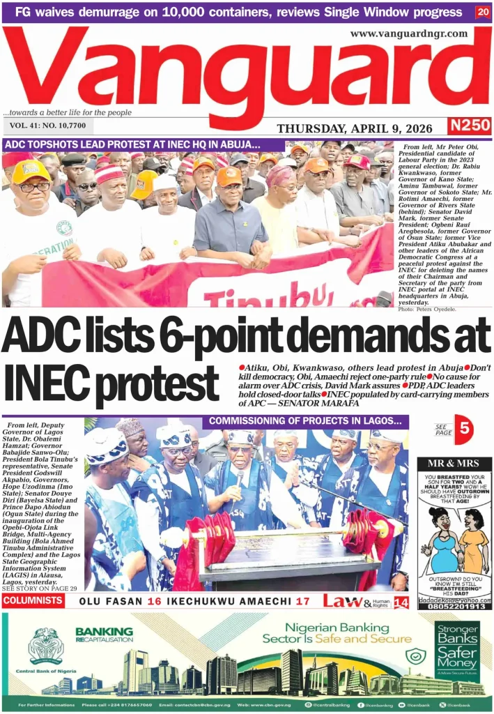 Front Pages from Nigerian, Global newspapers: Key headlines for April 9, 2026 Read more breaking stories from our latest nigeria news