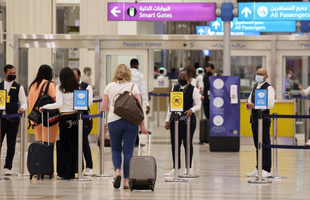Dubai International Airport terminal with reduced passenger activity following regional airspace disruptions in March