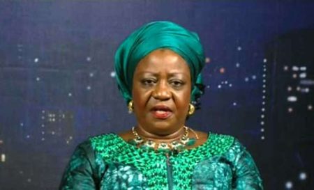 Lauretta Onochie speaking about democracy and opposition politics while demanding the release of Nasir El-Rufai.