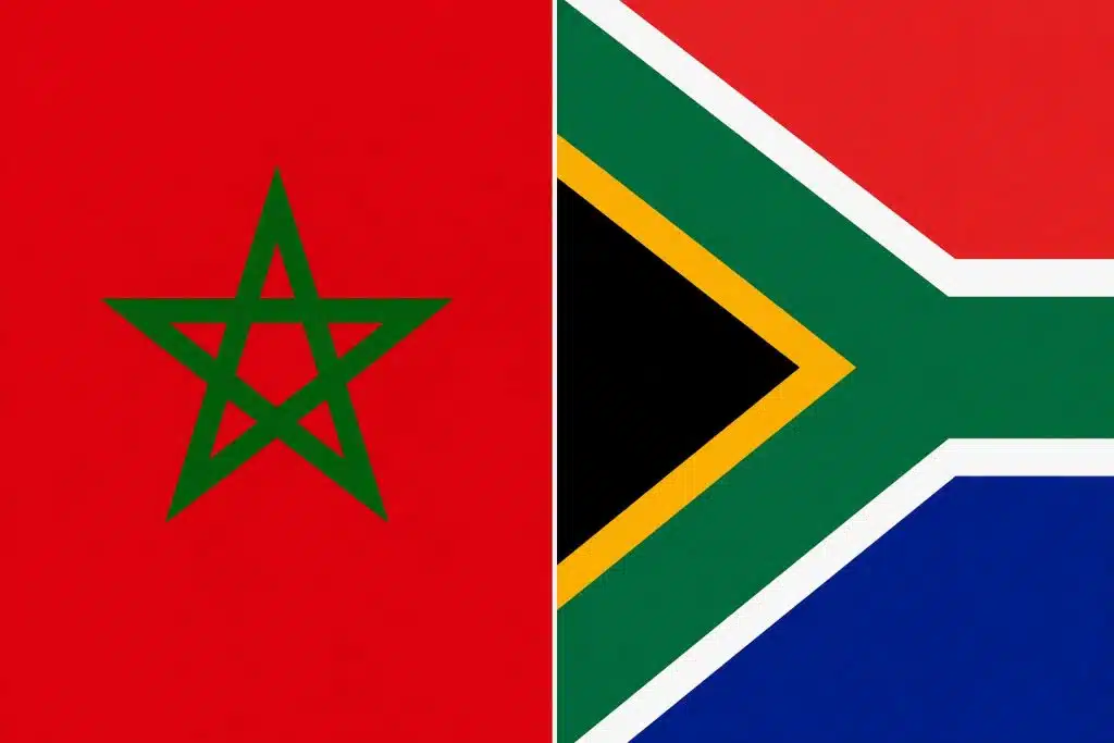 Morocco becomes Africa’s industrial leader as South Africa faces Xenophobic violence Flags of Morocco and South Africa