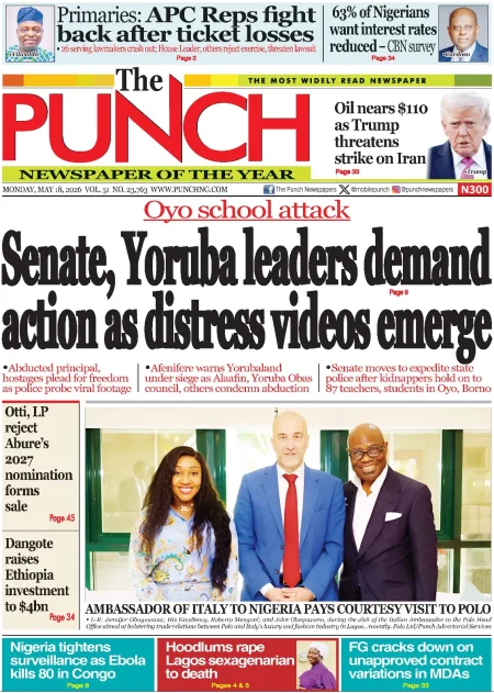 Nigeria & world breaking headlines – may 18, 2026