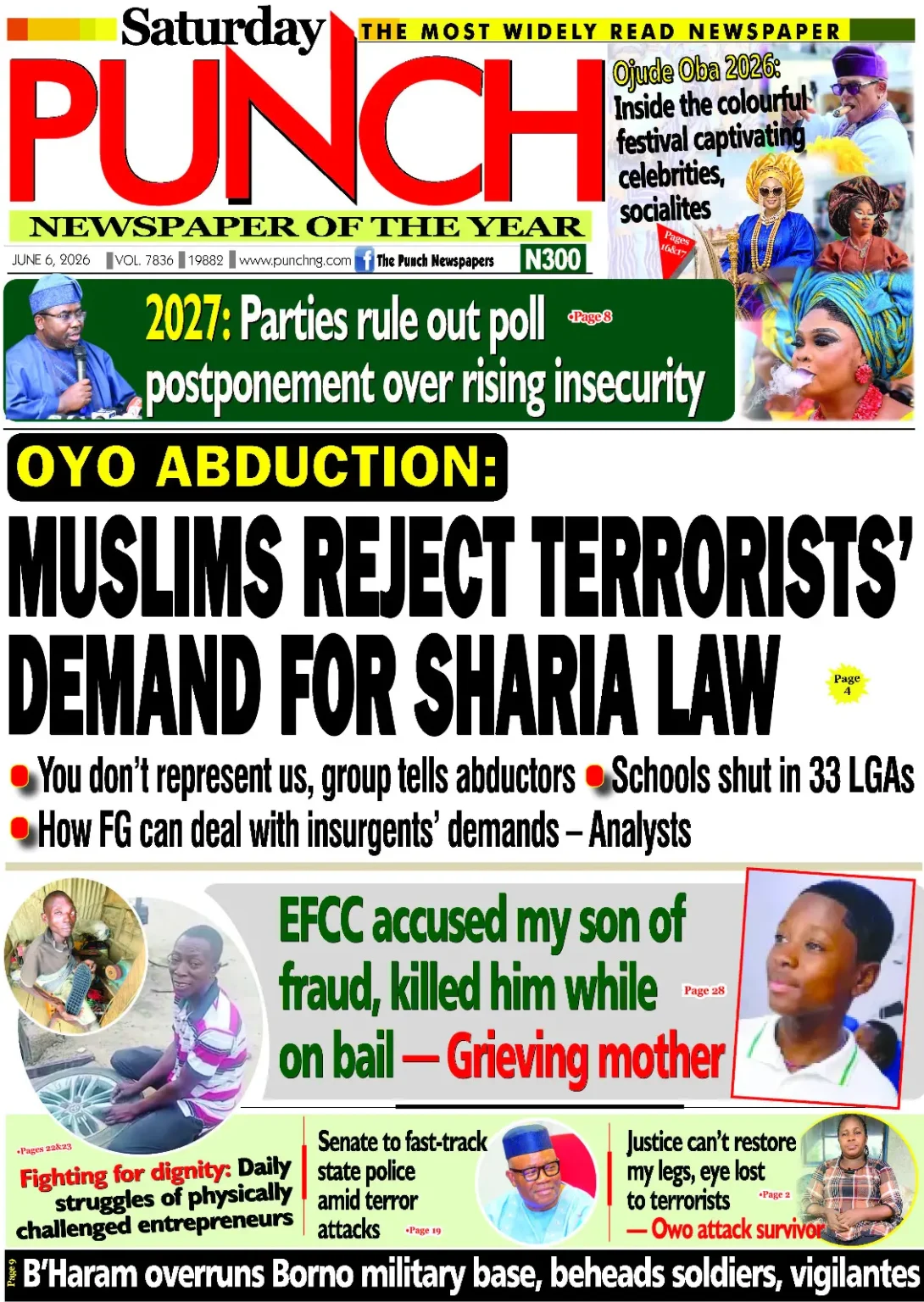 NIGERIA FRONT PAGES NEWS