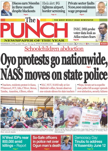 NIGERIA FRONT PAGES
